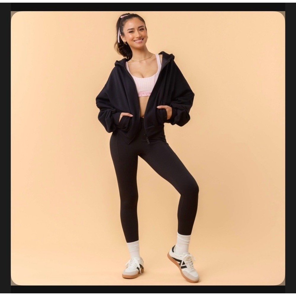Blogilates Marshmallow Hoodie Women XL Black Oversized Full Zip NWT